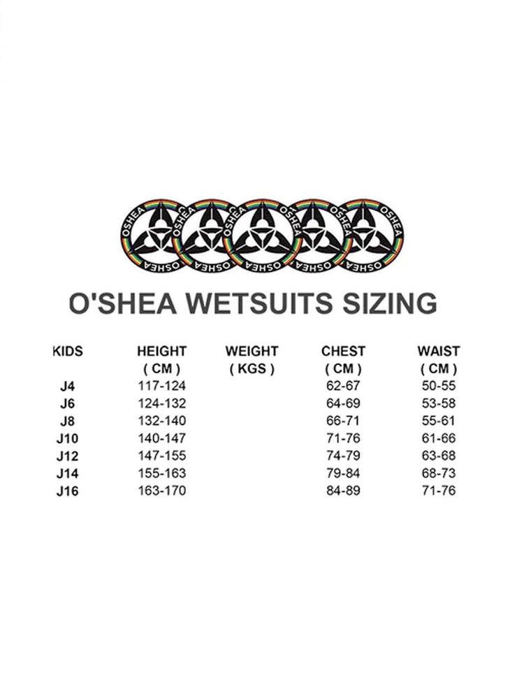 O'Shea Prisma 3/2 mm Kids Summer Wetsuit Black Red Kids summer wetsuits