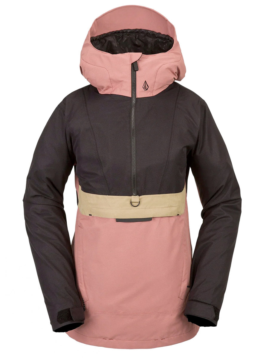 VOLCOM WOMENS ASHFIELD PULLOVER SNOWBOARD JACKET EARTH PINK