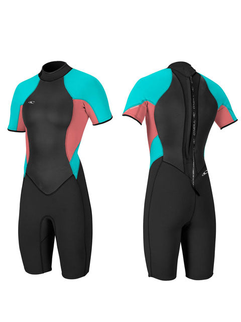 2017 O'Neill Bahia 2/1MM Shorty Wetsuit Coral Aqua 6 Womens shorty wetsuits