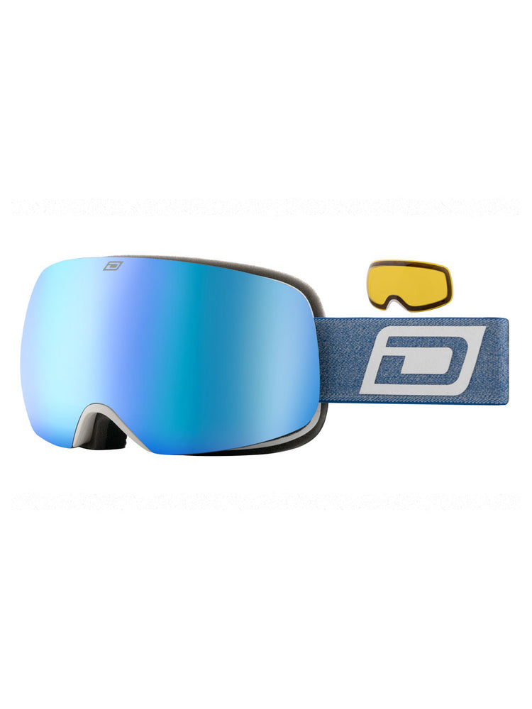 DIRTY DOG MUTANT ORACLE SNOWBOARD GOGGLES - WHITE GREY BLUE FUSION MIRROR WHITE GREY BLUE FUSION MIRROR GOGGLES