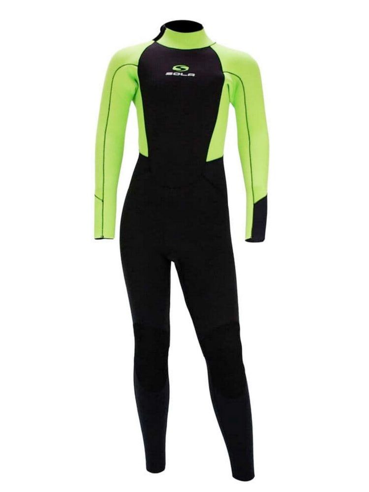 Sola Fire 5/4MM Kids Wetsuit - Black Lime - 2022 Kids winter wetsuits