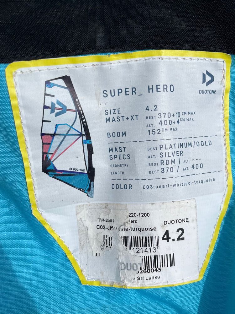 2022 Duotone Super Hero 4.2 m2 Used windsurfing sails