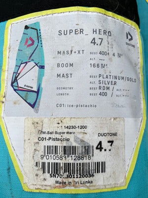 
                  
                    Load image into Gallery viewer, 2023 Duotone Super Hero 4.7 m2 Used windsurfing sails
                  
                