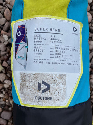 
                  
                    Load image into Gallery viewer, 2021 Duotone Super Hero 5.3m2 Used windsurfing sails
                  
                