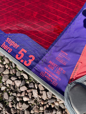 
                  
                    Load image into Gallery viewer, 2023 Duotone Super Hero 5.3 m2 (window panel ) Used windsurfing sails
                  
                