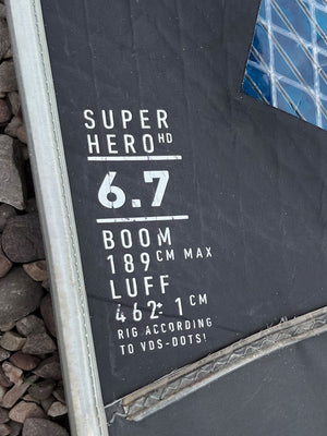 
                  
                    Load image into Gallery viewer, 2019 Duotone Super Hero HD 6.7 m2 Used windsurfing sails
                  
                