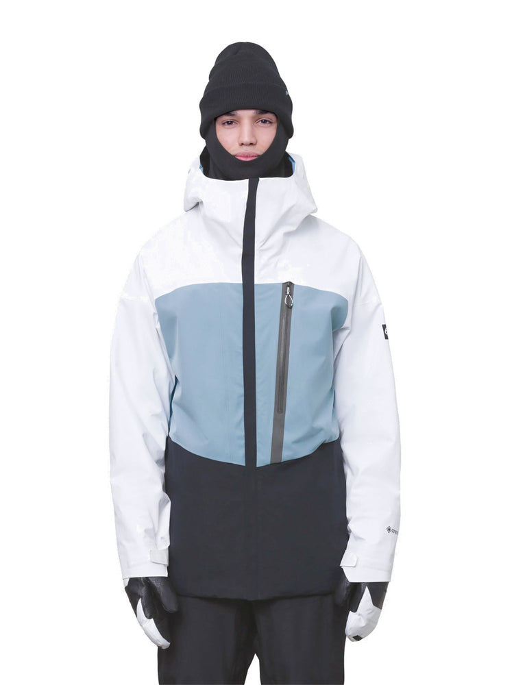 686 GORE-TEX GT SHELL SNOWBOARD JACKET - WHITE STEEL BLUE BLACK - 2024 WHITE/STEEL BLUE/BLACK SNOWBOARD JACKETS