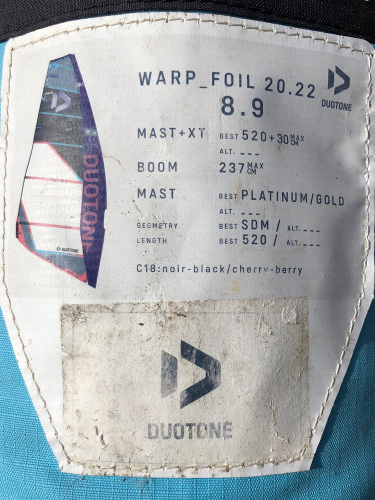 
                  
                    Load image into Gallery viewer, 2022 Duotone Warp Foil 8.9 m2 Used windsurfing sails
                  
                
