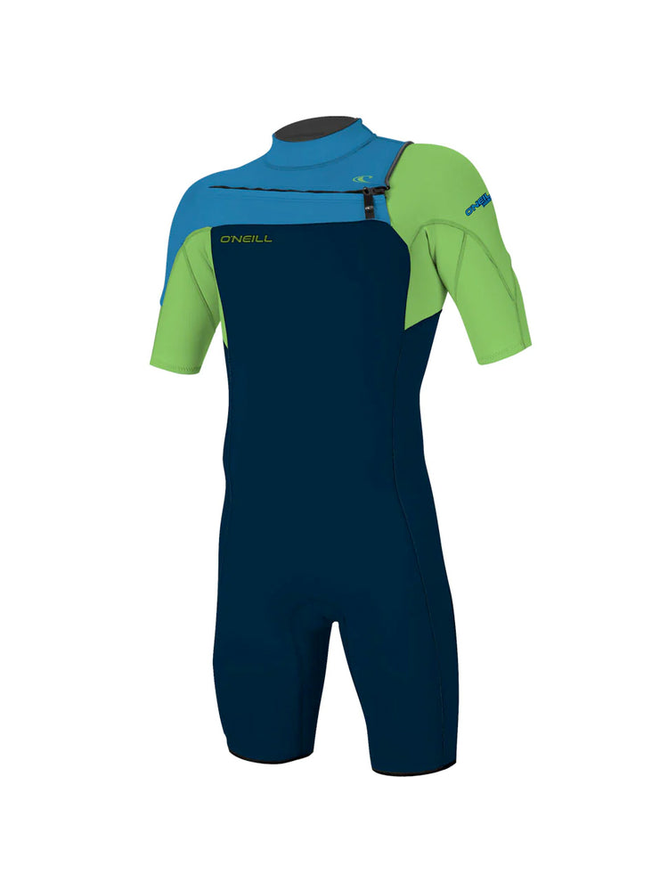 O'Neill Hammer 2MM Chest Zip Shorty Wetsuit - Abyss Dayglo Ocean - 2023 Mens shorty wetsuits