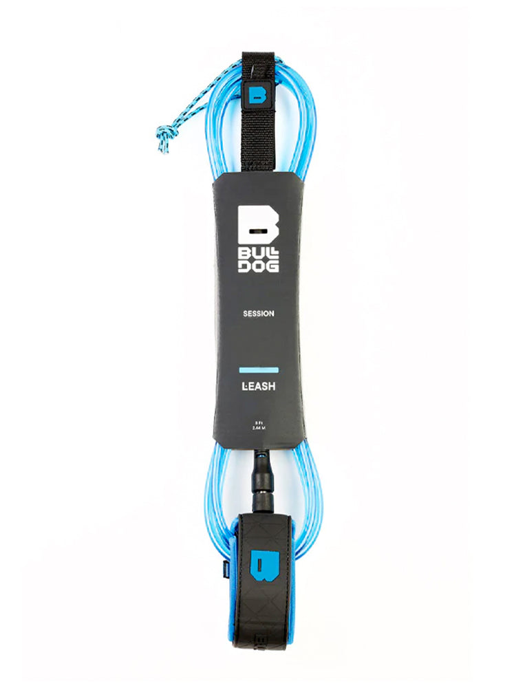 BULLDOG SESSION 6' SURFBOARD LEASH 6' BLACK CYAN SURF LEASH