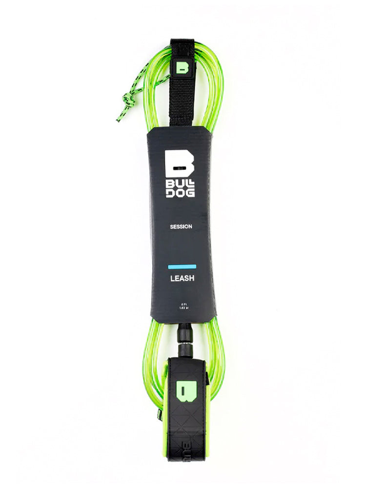 BULLDOG SESSION 6' SURFBOARD LEASH 6' BLACK LIME SURF LEASH