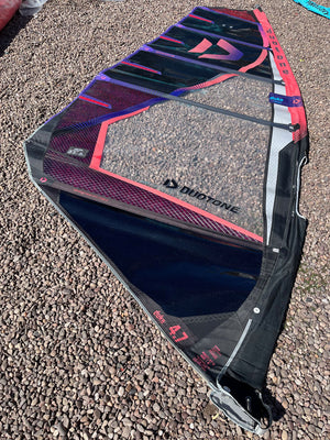 
                  
                    Load image into Gallery viewer, 2023 Duotone Duke 4.7 m2 (has had a new foot panel) Used windsurfing sails
                  
                