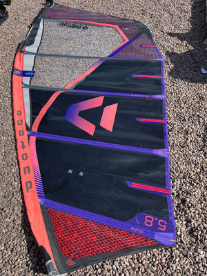 
                  
                    Load image into Gallery viewer, 2023 Duotone Duke 5.8 m2 ( head patch) Used windsurfing sails
                  
                