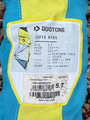 
                  
                    Load image into Gallery viewer, 2019 Duotone Super Hero 5.7 m2 Used windsurfing sails
                  
                