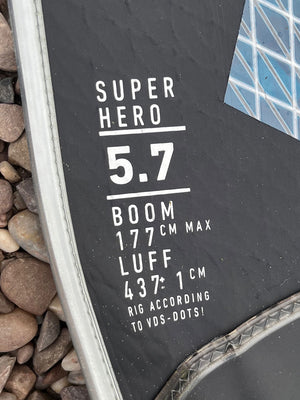 
                  
                    Load image into Gallery viewer, 2019 Duotone Super Hero 5.7 m2 Used windsurfing sails
                  
                