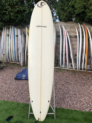 
                  
                    Load image into Gallery viewer, Lifestyle 7&amp;#39;10&amp;quot; custom mini mal Used surf board Used surfboards
                  
                