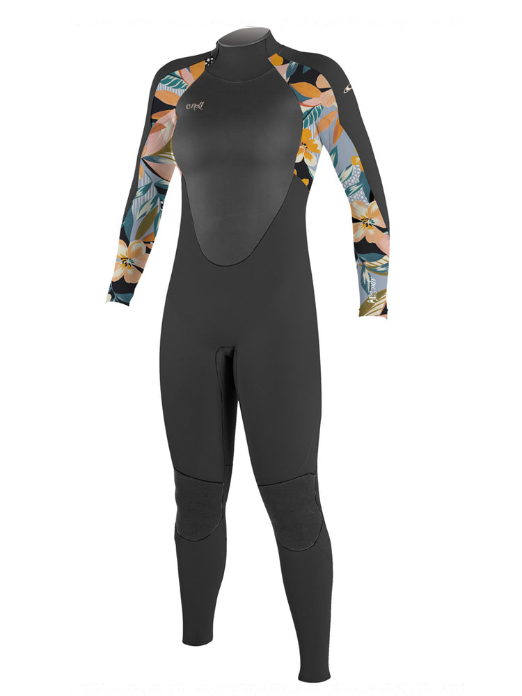 O'Neill Girls Epic BZ 5/4MM Wetsuit - Black Demifloral - 2024 Kids winter wetsuits