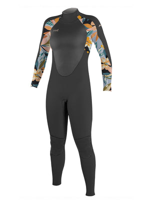 
                  
                    Load image into Gallery viewer, O&amp;#39;Neill Girls Epic BZ 5/4MM Wetsuit - Black Demifloral - 2024 Kids winter wetsuits
                  
                