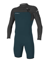 O'Neill Hammer 2MM Chest Zip Long Sleeved Shorty Wetsuit - Slate Black - 2023 Mens shorty wetsuits