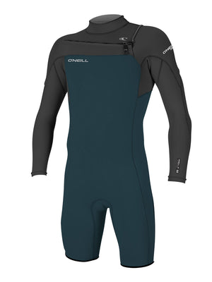 
                  
                    Load image into Gallery viewer, O&amp;#39;Neill Hammer 2MM Chest Zip Long Sleeved Shorty Wetsuit - Slate Black - 2023 Mens shorty wetsuits
                  
                
