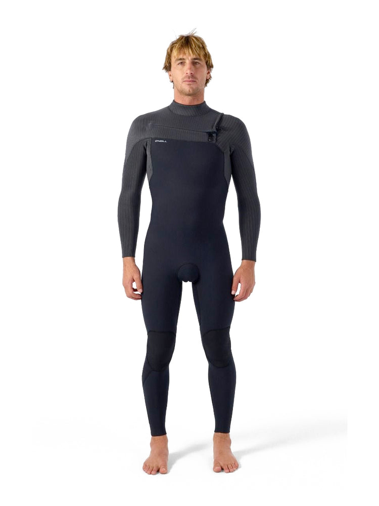 O'Neill Hyperfreak 5/4+mm Chest Zip Wetsuit - Black/Tempered Steel - 2026 Mens winter wetsuits