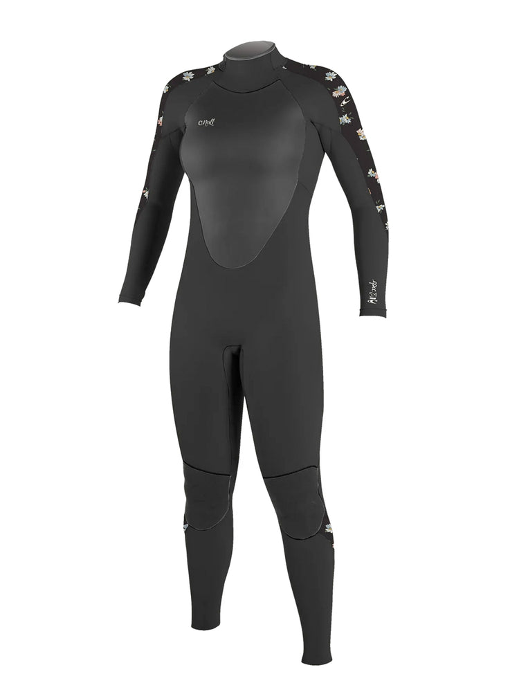 O'Neill Womens Epic 5/4mm BZ Wetsuit - Black Cindy Daisy - 2024 Womens winter wetsuits