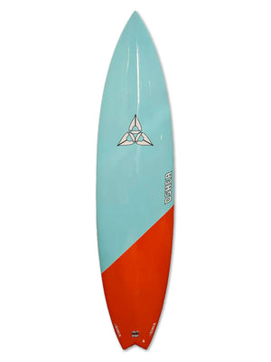 
                  
                    Load image into Gallery viewer, O&amp;#39;SHEA FAT BOY FLYER 7&amp;#39;4&amp;quot; SURFBOARD 7&amp;#39;4&amp;quot; BLUE RED SURFBOARDS
                  
                