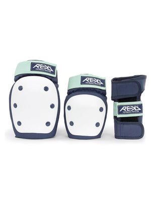 REKD HEAVY DUTY TRIPLE SKATEBOARD PAD SET BLUE MINT SKATEBOARD PADS
