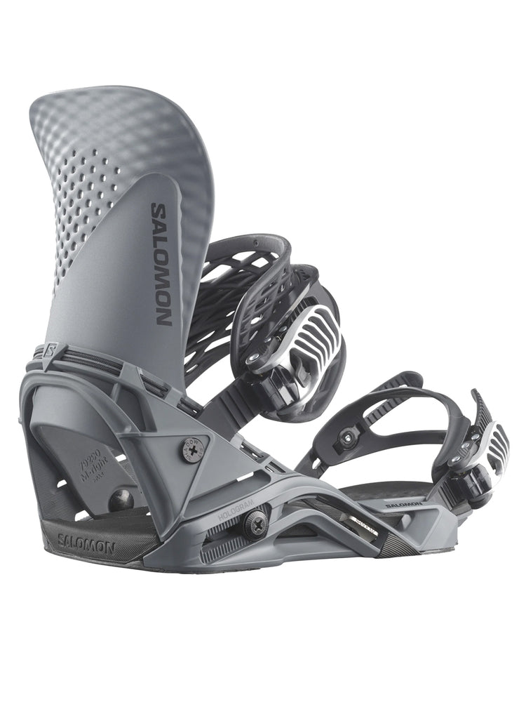 SALOMON HOLOGRAM SNOWBOARD BINDINGS - GRAY PINSTRIPE - 2024 SNOWBOARD BINDINGS