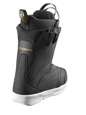 
                  
                    Load image into Gallery viewer, SALOMON WOMENS PEARL SNOWBOARD BOOTS - BLACK WHITE GOLD - 2024 SNOWBOARD BOOTS
                  
                