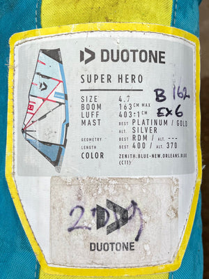 
                  
                    Load image into Gallery viewer, 2019 Duotone Super Hero 4.7 m2 Used windsurfing sails
                  
                