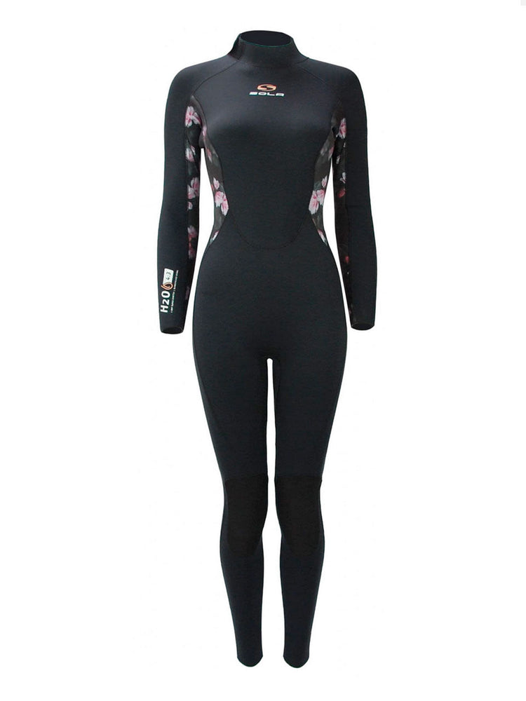 Sola Womens H2O 4/3mm Wetsuit - Black Floral - 2024 16 Womens winter wetsuits