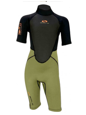 
                  
                    Load image into Gallery viewer, Sola Storm 3/2MM Kids Shorty Wetsuit - Khaki Kids shorty wetsuits
                  
                