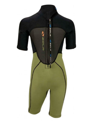 
                  
                    Load image into Gallery viewer, Sola Storm 3/2MM Kids Shorty Wetsuit - Khaki Kids shorty wetsuits
                  
                