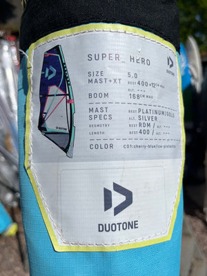 
                  
                    Load image into Gallery viewer, 2022 Duotone Super Hero 5.0 m2 repaired Used windsurfing sails
                  
                