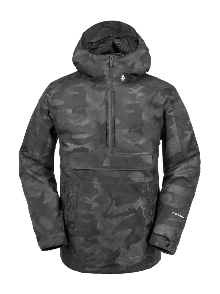 VOLCOM BRIGHTON PULLOVER SNOWBOARD JACKET - BLACK CAMO - 2024 BLACK CAMO SNOWBOARD JACKETS