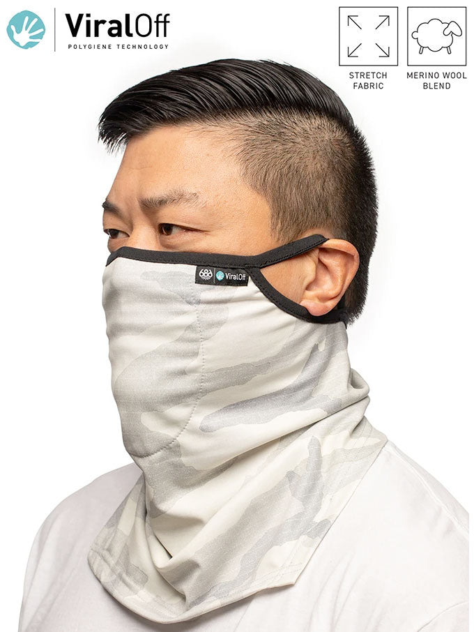 686 POLYGIENE VIRALOFF REFORM FACEMASK - WHITE CAMO O S WHITE CAMO FACEMASKS