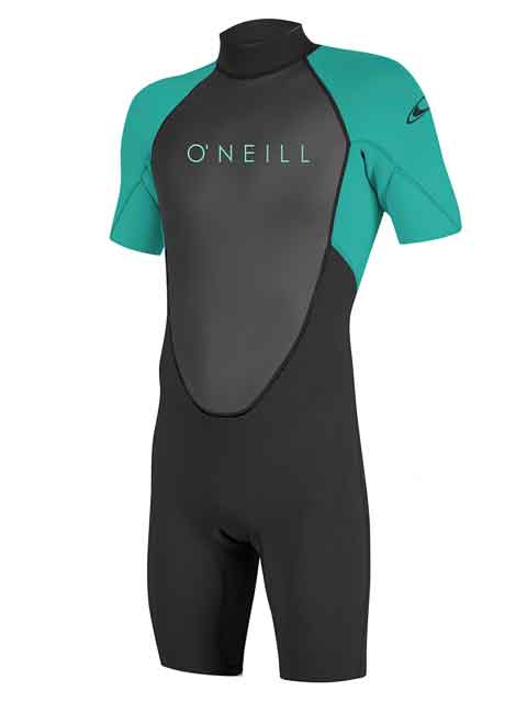 2020 O'Neill Reactor 2MM Kids Shorty Wetsuit Black Aqua Kids shorty wetsuits