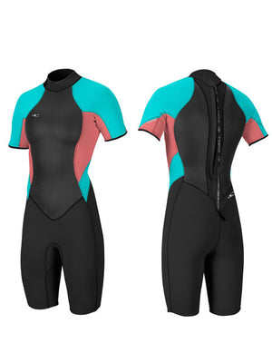 
                  
                    Load image into Gallery viewer, 2017 O&amp;#39;Neill Bahia 2/1MM Shorty Wetsuit Coral Aqua 6 Womens shorty wetsuits
                  
                