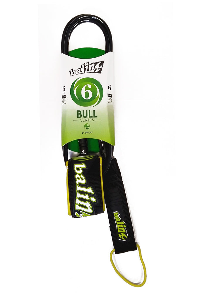 BALIN BULL SERIES 6' 7MM - SURFBOARD LEASH 6' BLACK YELLOW SURF LEASH