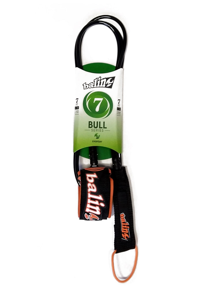 BALIN BULL SERIES 7' 7MM - SURFBOARD LEASH 7' BLACK ORANGE SURF LEASH
