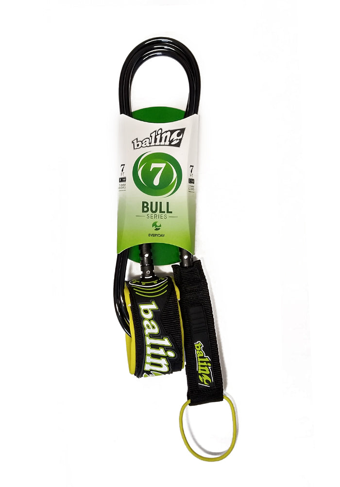 BALIN BULL SERIES 7' 7MM - SURFBOARD LEASH 7' BLACK YELLOW SURF LEASH