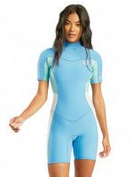 2021 Billabong Synergy 2mm Ladies Shorty Wetsuit Maui Blue 6 Womens shorty wetsuits