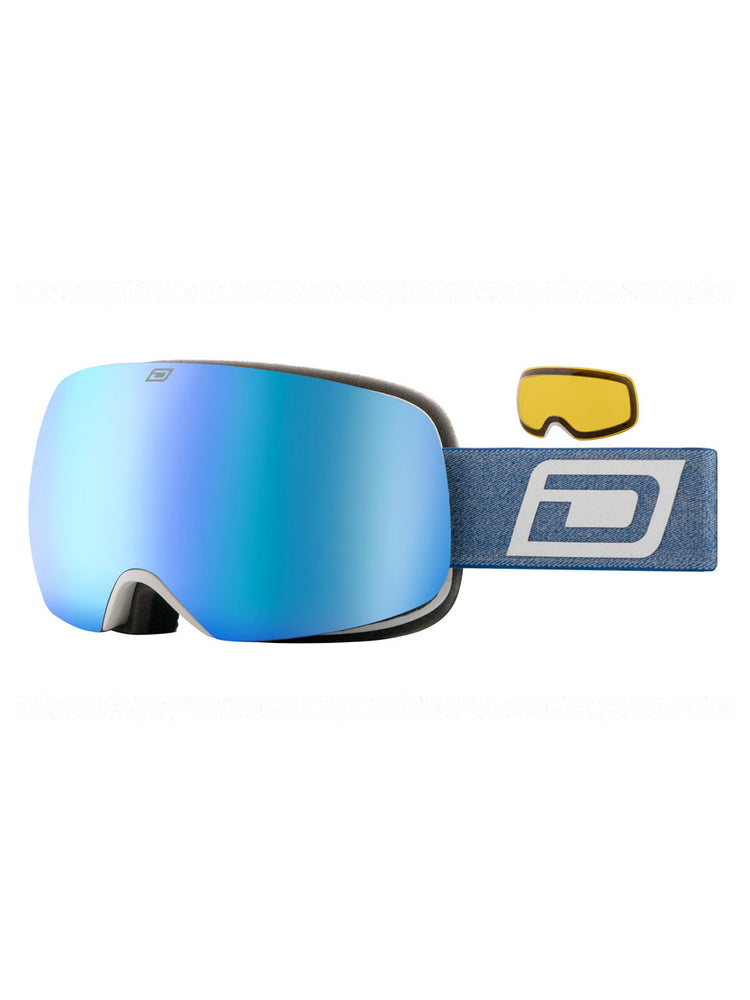 DIRTY DOG MUTANT ORACLE SNOWBOARD GOGGLES - WHITE GREY BLUE FUSION MIRROR