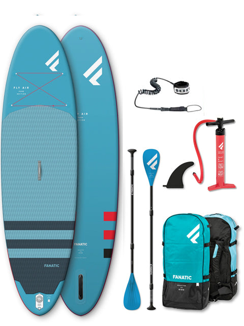 2023 Fanatic Fly Air Pure 9'8" Inflatable SUP Package 3 piece Pure 9'8" Inflatable SUP Boards