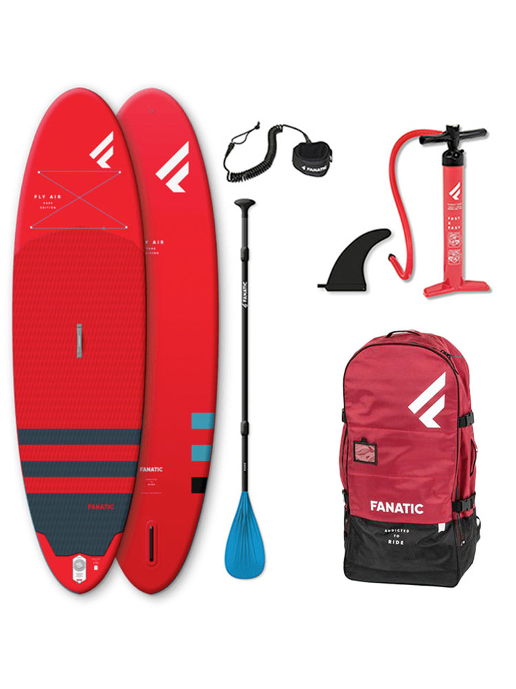 Fanatic Fly Air Pure 10'8" Inflatable SUP Package - Red 3 piece Pure 10'8" Inflatable SUP Boards