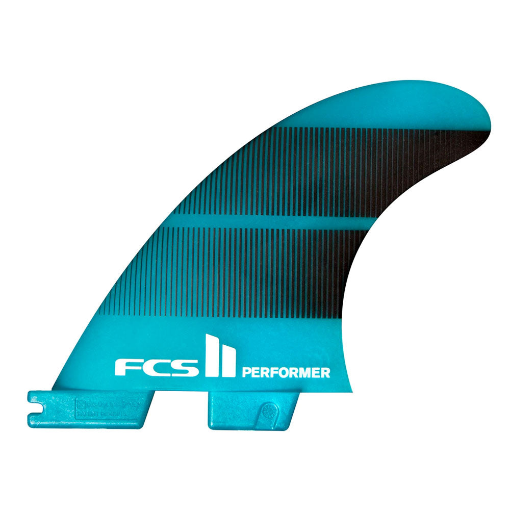 FCS II PERFORMER NEO GLASS TRI FIN SET MEDIUM TEAL SURFBOARD FINS