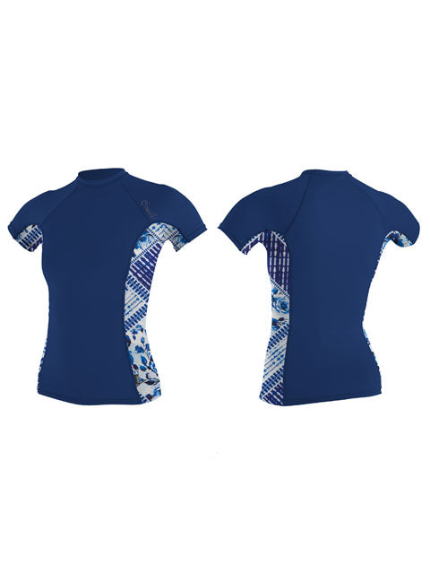 2018 O'Neill Ladies Skins Side Print Rash Vest Navy Rashvests