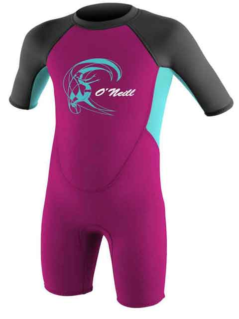 2019 O'Neill Reactor Toddler Shorty Wetsuit Berry, Aqua 6 Kids shorty wetsuits