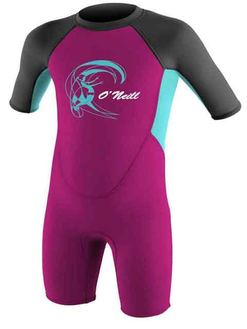 2019 O'Neill Reactor Toddler Shorty Wetsuit Berry, Aqua Kids shorty wetsuits